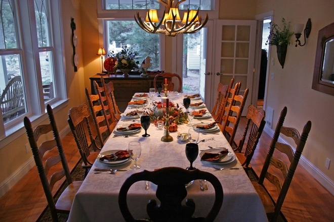 dinner table set for meal